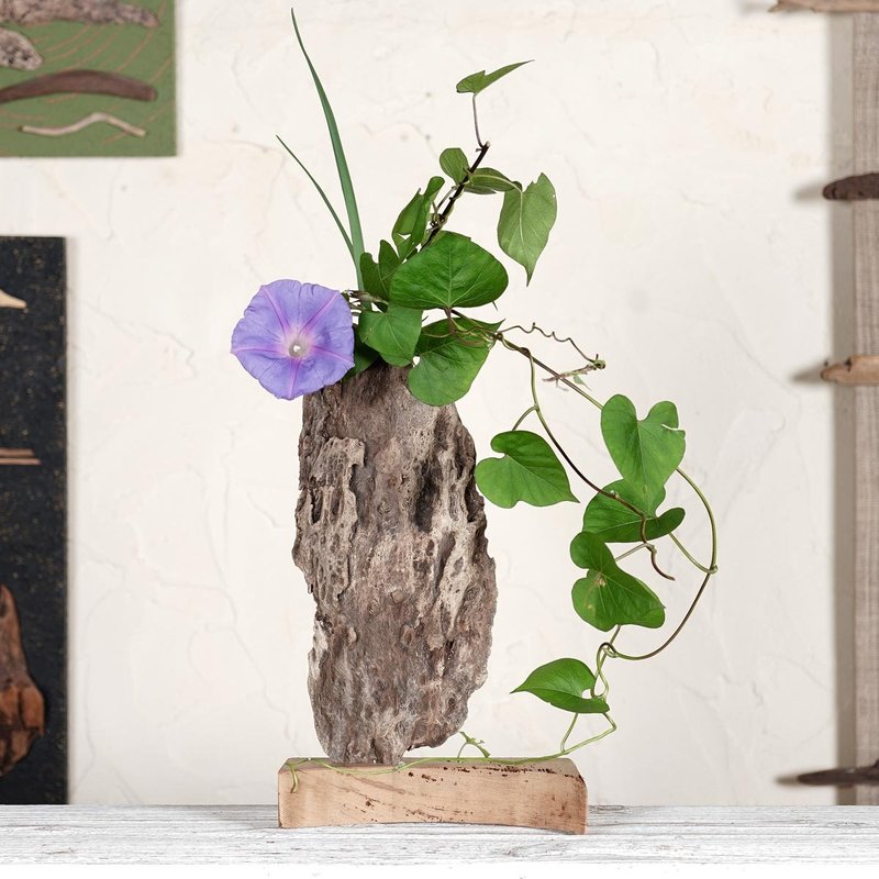 お気に入りの季節の花を飾って気持ちの良い空間を作ってみませんか　流木の花器、木の花瓶、花器、小さな花瓶、８１ - 花瓶/花器 - 木頭 咖啡色