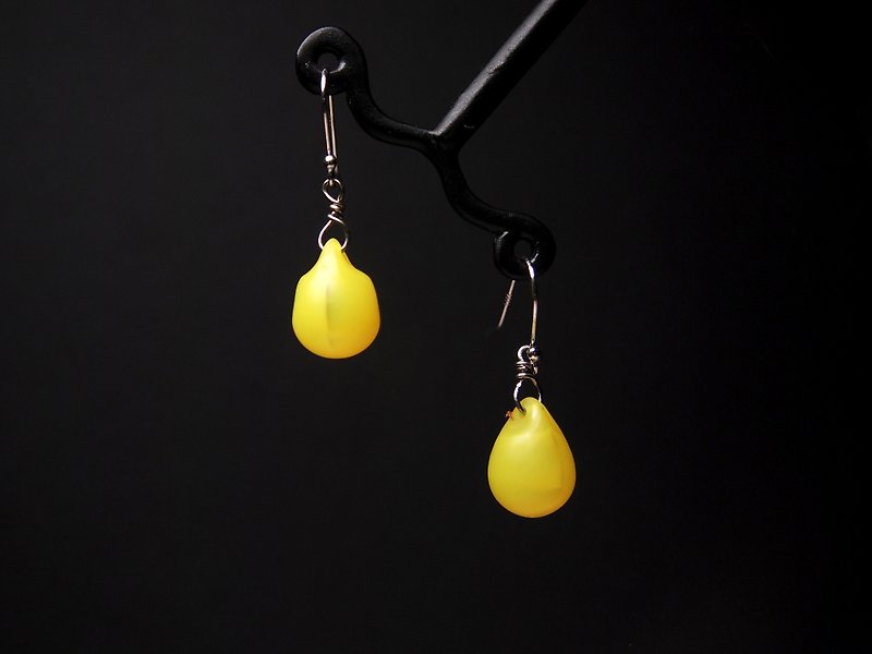 #GE264 Murano Glass Beads Earring - ต่างหู - แก้ว สีเหลือง