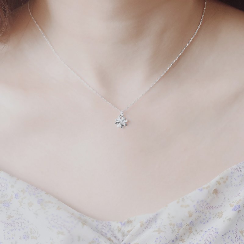4 leaf clover necklace | 925 sterling silver - Necklaces - Sterling Silver Silver