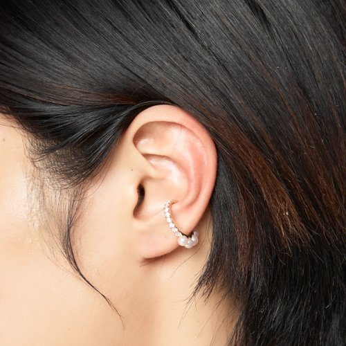 ARTISMI 雙戴式Akoya珍珠耳扣 925銀厚鍍18K金 Polir P Earcuff