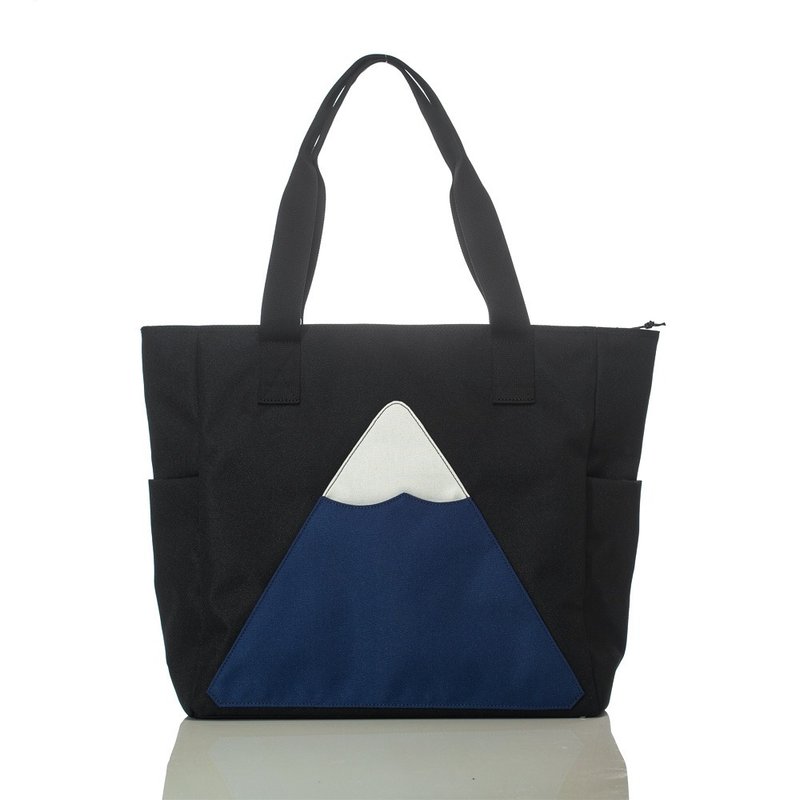 POLER TOTE BAG MOUNT FUJI 復刻版富士山風格托特包/附背帶 /黑 - 側背包/斜背包 - 聚酯纖維 黑色