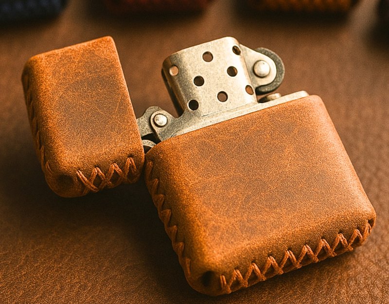 Zippo Lighter Case, Handmade Leather Zippo Lighter Case, Gift Zippo Lighter Case - 名片夾/名片盒 - 真皮 