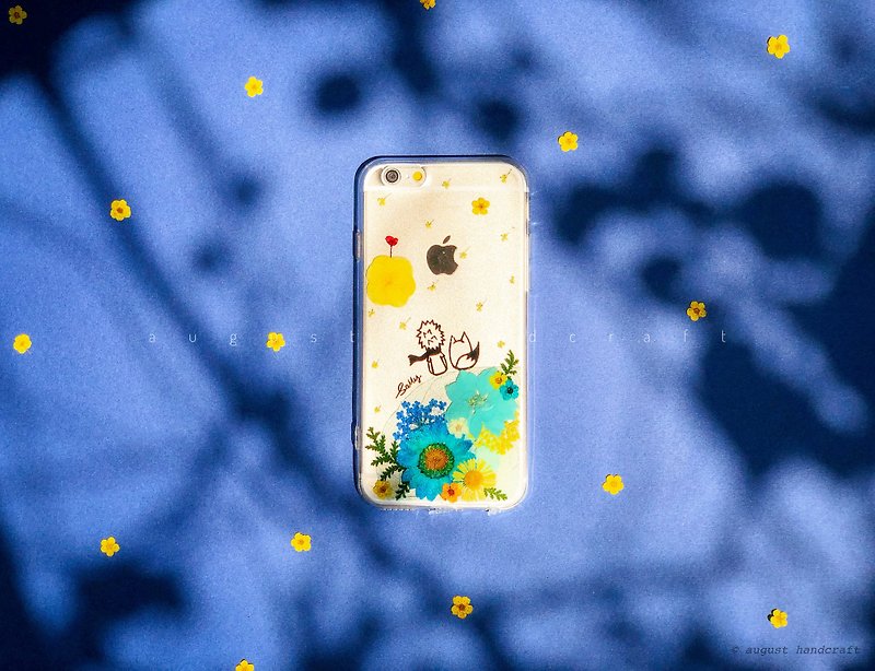 遇見 小王子 乾花手機殼 Le Petit Prince • Pressed Flower Phone cases - เคส/ซองมือถือ - พืช/ดอกไม้ สีน้ำเงิน