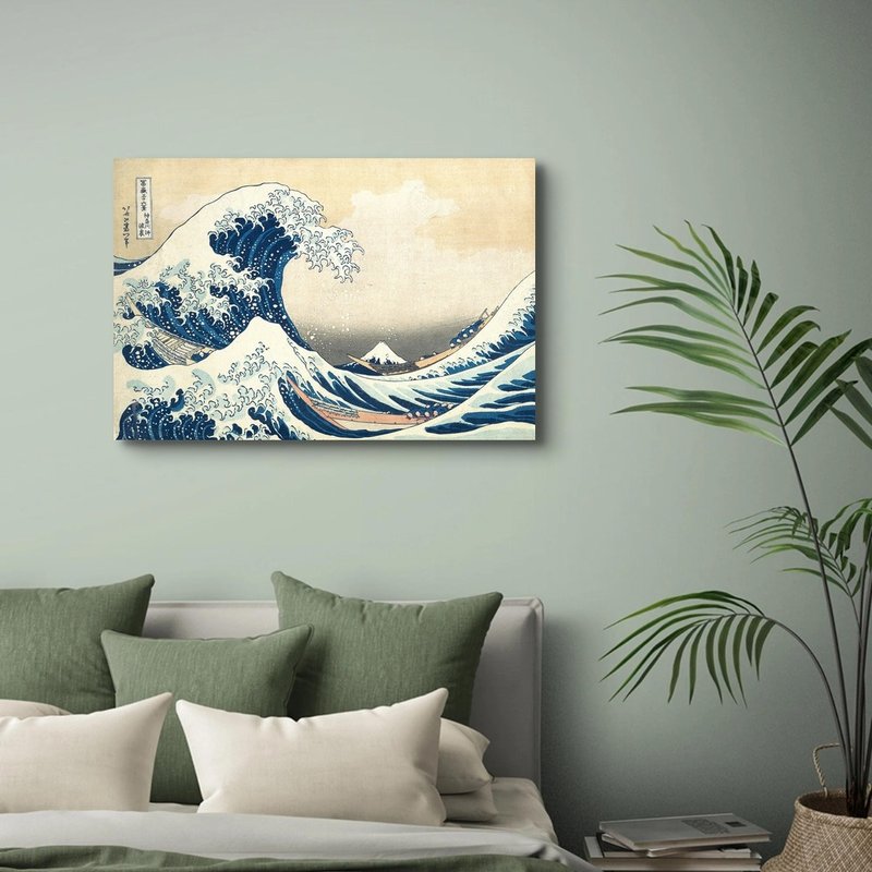 Thirty-Six Views of Mount Fuji: The Great Wave off Kanagawa Katsushika Hokusai giclee frameless painting - โปสเตอร์ - เส้นใยสังเคราะห์ 