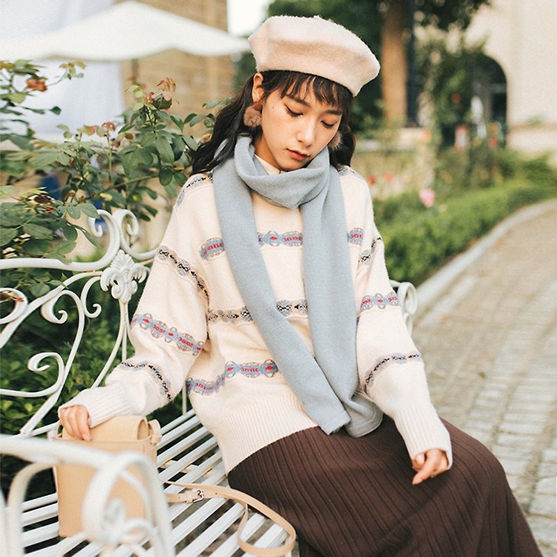 2018秋冬女士新品撞色橫條紋長袖針織衫 - 毛衣/針織衫 - 其他材質 多色