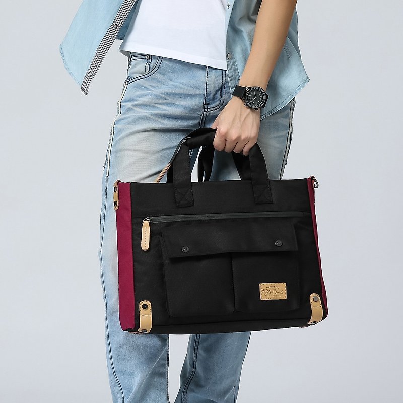 The Dude Hong Kong brand casual briefcase handbag messenger bag Sapient - Black - Laptop Bags - Other Materials Black