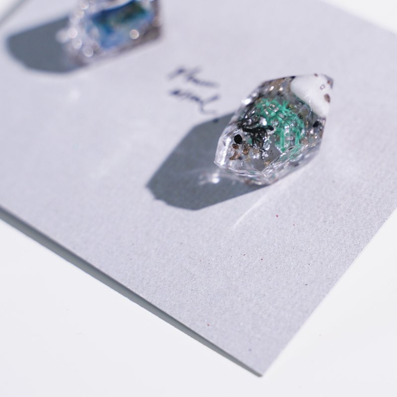 金繼 耳環 ピアス / イヤリング | 銀的海 no.394 - 耳環/耳夾/耳骨夾 - 半寶石 綠色