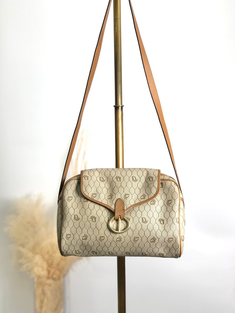 【 日本直送　名牌中古包 】Christian Dior クリスチャン ディオール ハニカム ショルダーバッグ ベージュ PVC vintage x5m4cu - 側背包/斜背包 - 防水材質 咖啡色