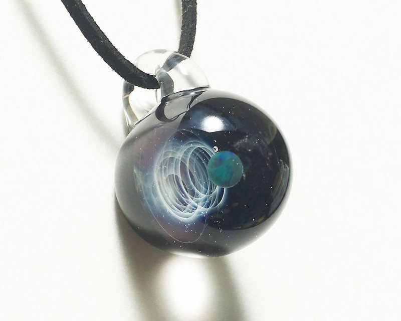 Planet's world # 10 Green opaled glass pendant Universe - Necklaces - Glass Blue