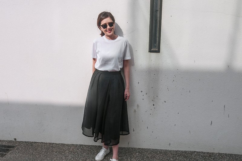 Eris Asymmetric Black Plaid Tutu Midi Skirt - Skirts - Other Man-Made Fibers Black