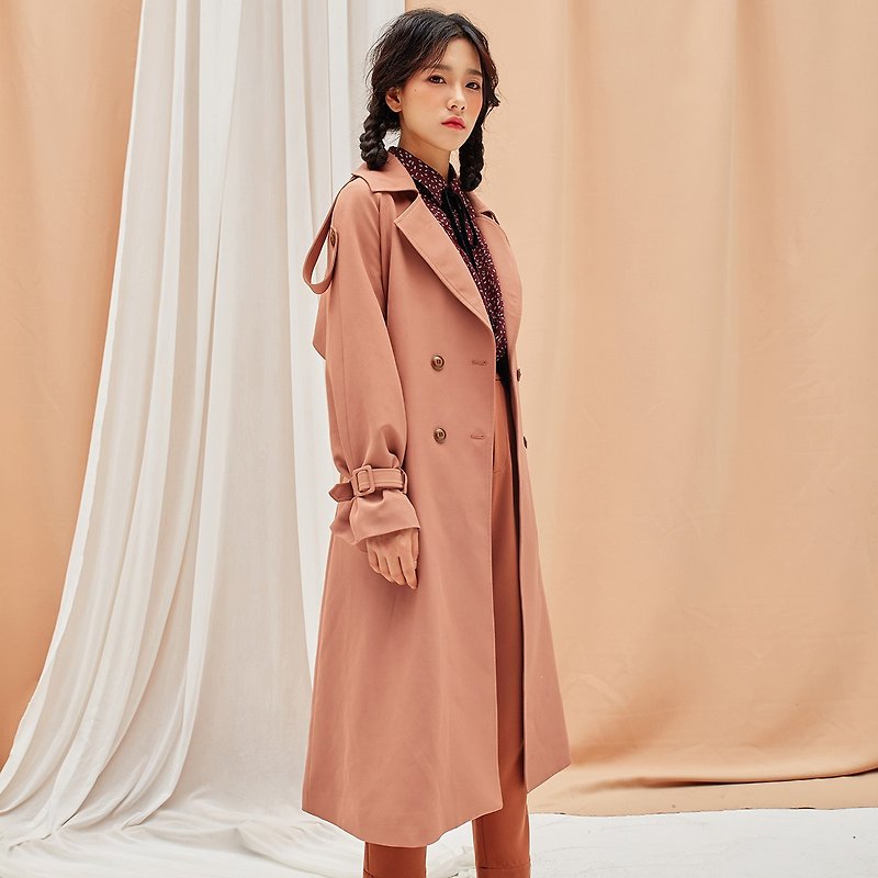 Anne Chen 2017 autumn new lady A-type pure color coat - Women's Blazers & Trench Coats - Other Materials Red