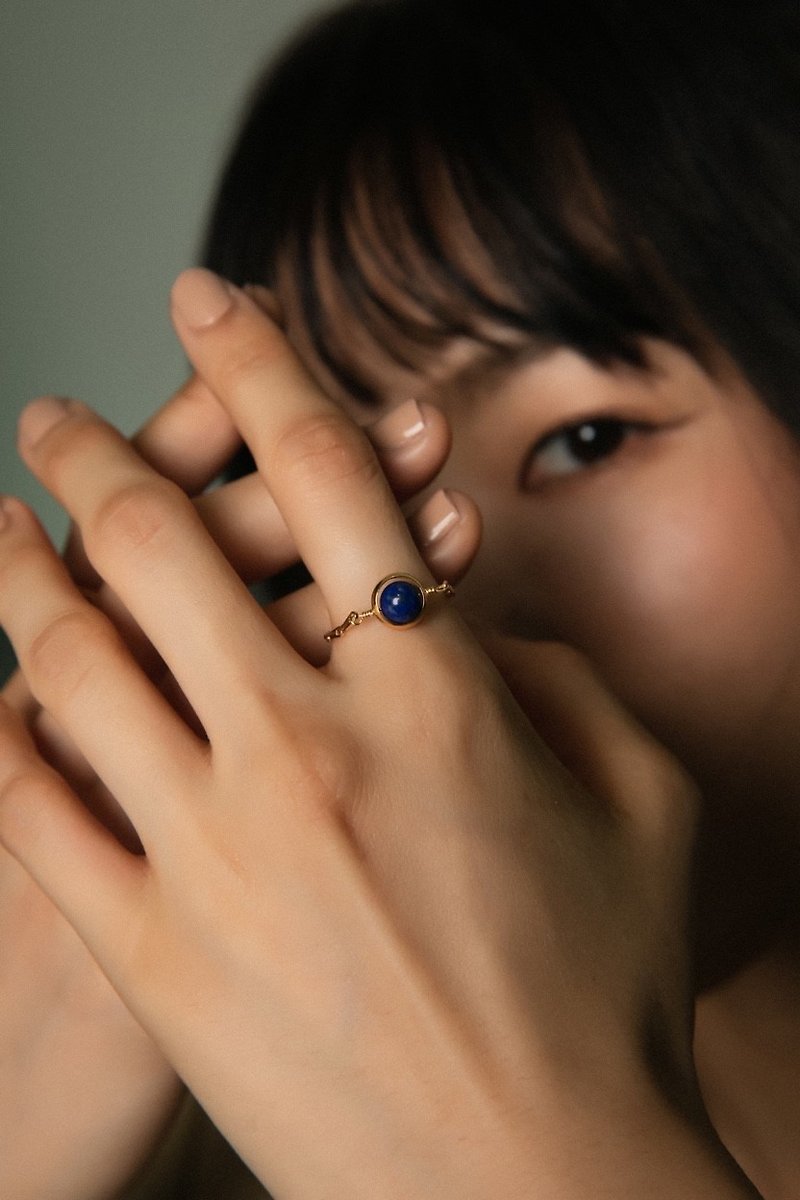 青金石星球戒指 - 戒指 - 水晶 藍色