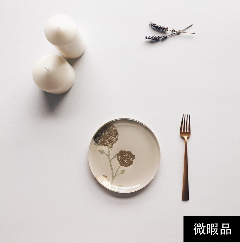 【惜物計畫】絕版品 法國巴黎年度新銳設計 綻放圓形器皿燭盤 花 - 擺飾/家飾品 - 玻璃 金色