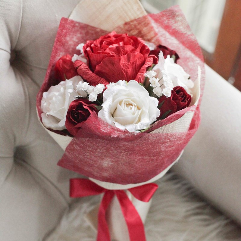 Rose Casual Valentine - Red and White Rose - Wood, Bamboo & Paper - Paper Red
