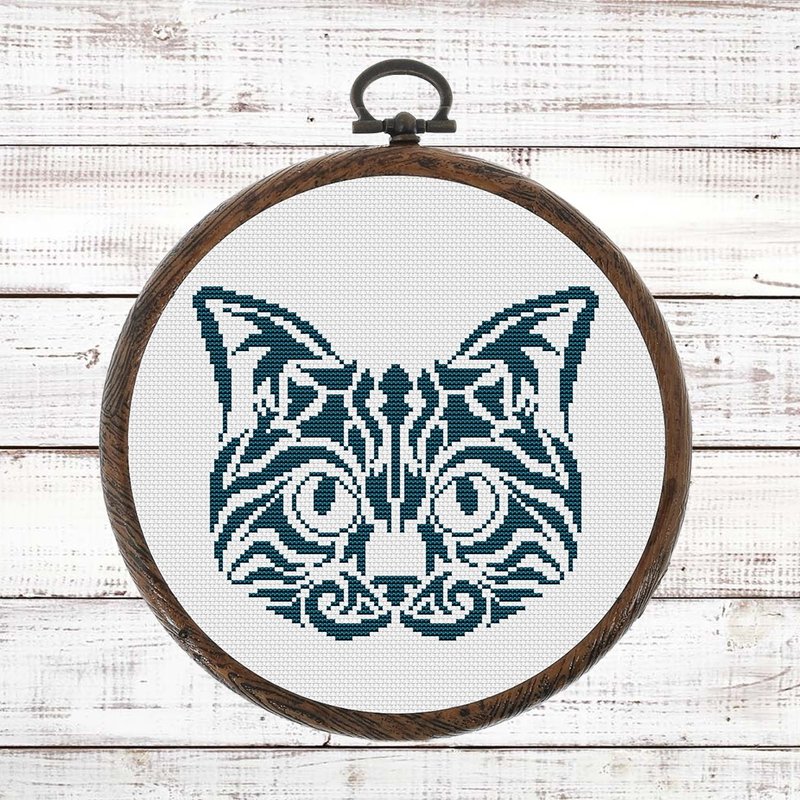 Cat Cross Stitch Pattern PDF, Mandala Tattoo Cross Stitch Pattern Modern - 手工藝教學/工具書 - 其他材質 