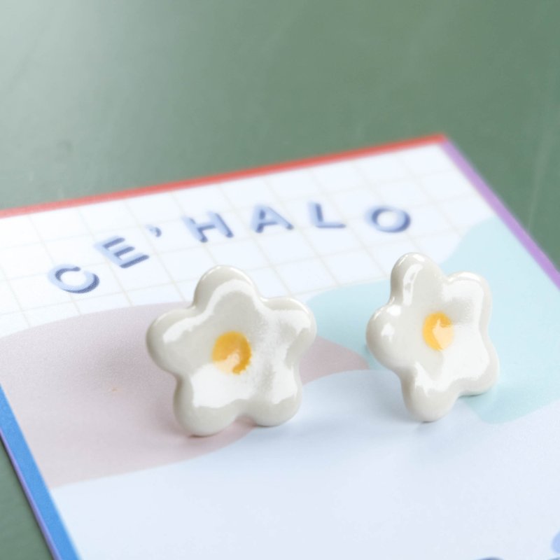 Pottery Earrings & Clip-ons - Flower Earring