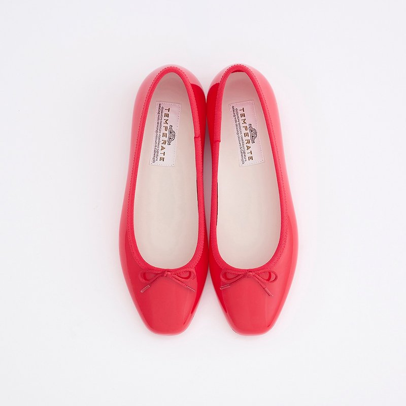 EMMA (RED) PVC SQUARE TOE FLATS square toe pumps rain shoes - รองเท้ากันฝน - วัสดุกันนำ้ สีแดง