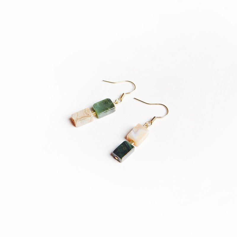 Double ' Ocean stone earring - 雙色海洋石耳環 - 耳環/耳夾 - 寶石 多色
