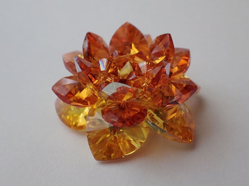 蓮花 擺件 SWAROVSKI ELEMENTS(施華洛世奇元素) - 擺飾/家飾品 - 玻璃 橘色