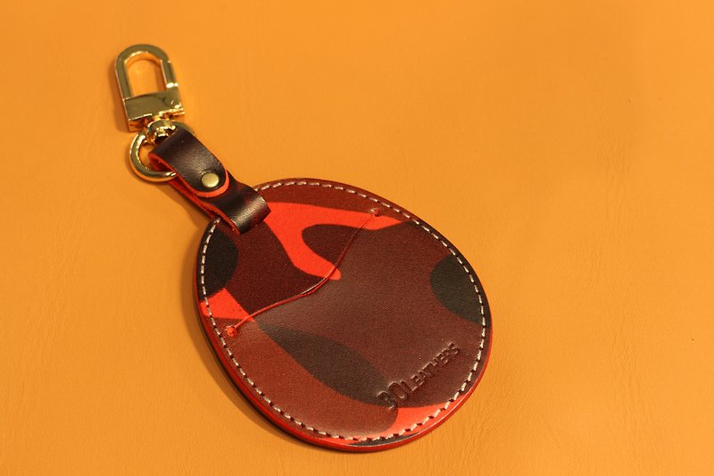 手工皮件 Gogoro 鑰匙皮套 (迷彩紅色) - 鑰匙圈/鎖匙扣 - 真皮 紅色