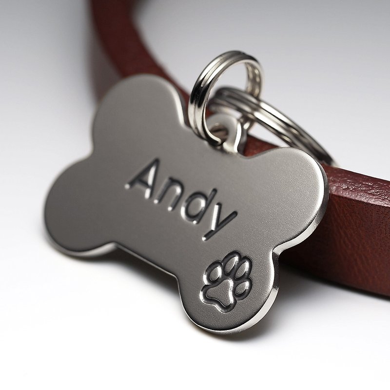 Bone Dog Tag, Nickel Dog Tag, Personalized Pet ID Tags, Engraved Name tag - Other - Other Metals Silver