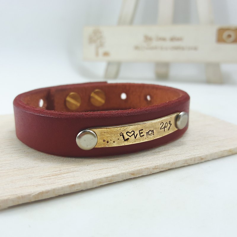 A10 Type-Pure Copper Leather Bracelet (Magenta)-Customized Knockout-Handmade DIY - Bracelets - Genuine Leather Multicolor