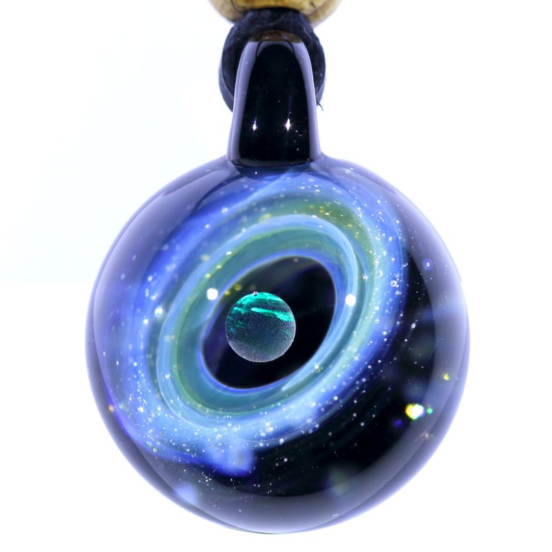 宇宙玻璃頸鏈吊墜25mm no.108 - 頸鏈 - 玻璃 藍色