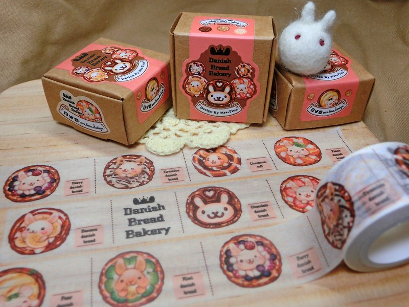 Masking Tape-Danish Bread Bunny - Washi Tape - Paper Orange