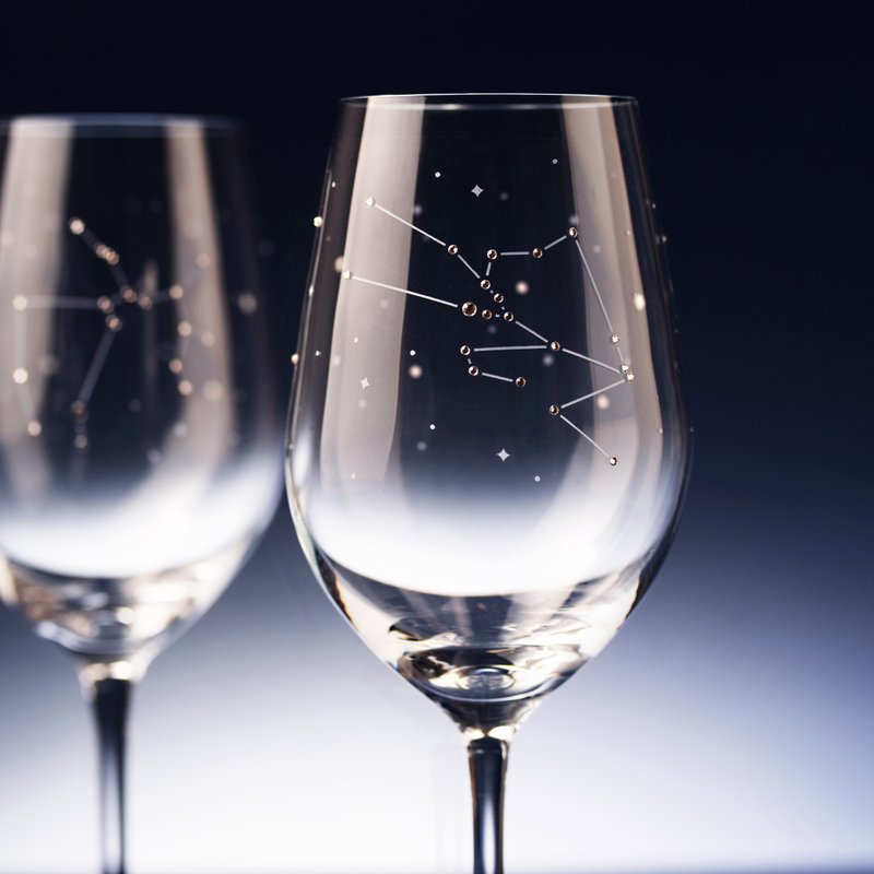 Sparkling rhinestones [12 Zodiac Signs Wine Glass] (Sold individually) - Bar Glasses & Drinkware - Glass Transparent