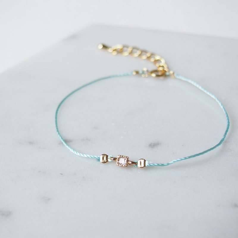 Sophisticated elegance · Handmade · Gold-plated square · Lucky rope · Bracelet · Sky blue - Bracelets - Other Metals Blue
