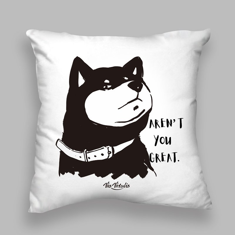Black and White Graffiti/ Dog Pillow/Pillow/Cushion/Gift Exchange - หมอน - ผ้าฝ้าย/ผ้าลินิน ขาว
