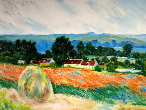 tanycollection Free copy of the famous painting by Claude Monet Haystack in Giverny. 35x45 cm