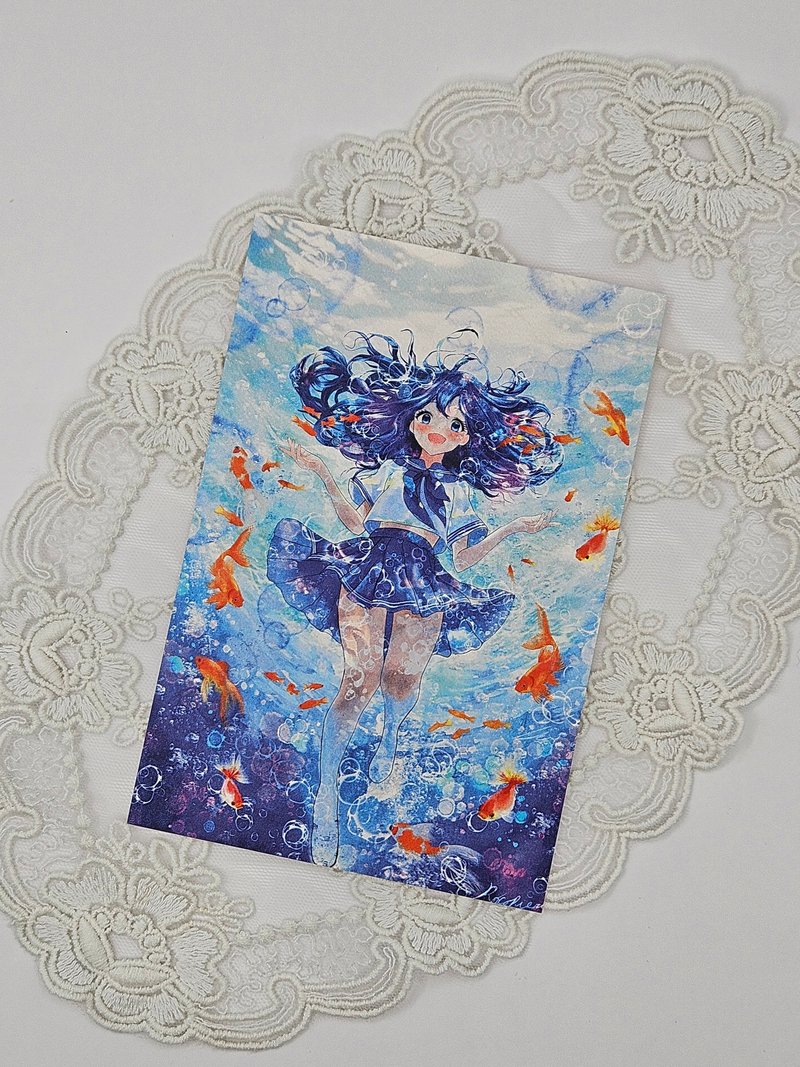 Girl in the Sea postcard - 卡片/明信片 - 紙 