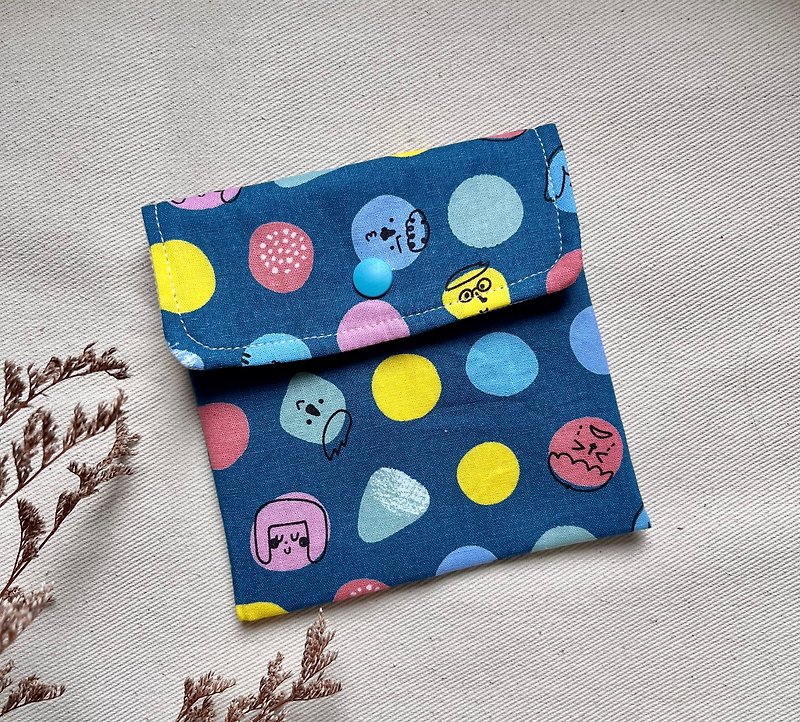 Bibo-universal small square bag storage bag 12.5×13 cm - Toiletry Bags & Pouches - Cotton & Hemp Blue