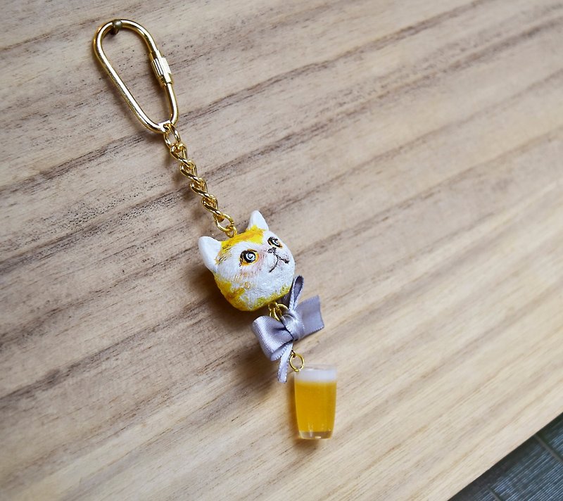 Drunk A hung, kitten key ring - Keychains - Plastic Orange