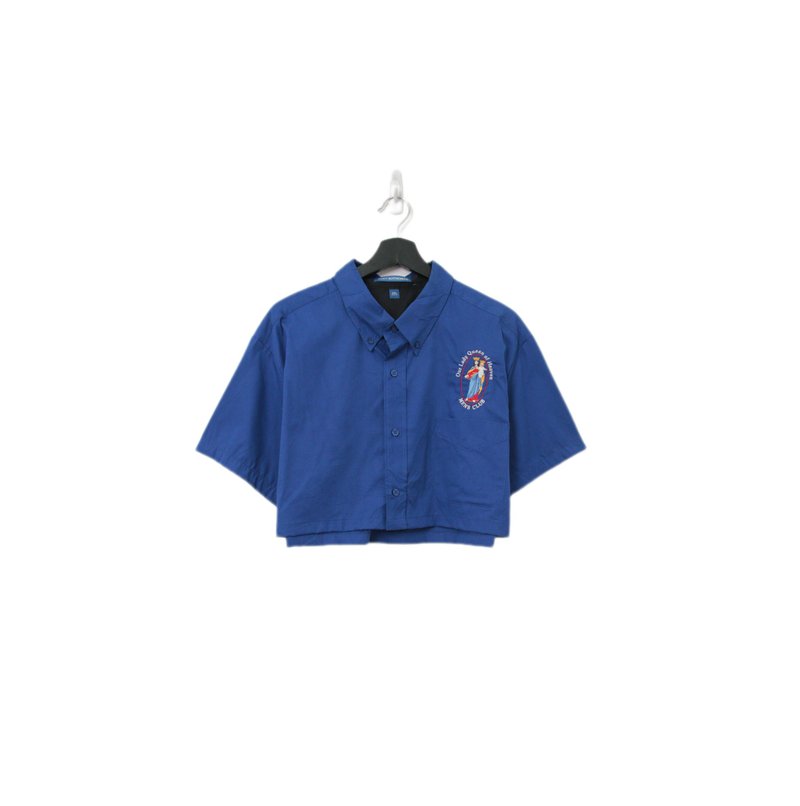 Back to Green-再製刺繡短板襯衫 聖母 ds-30//vintage shirt - 女襯衫 - 棉．麻 