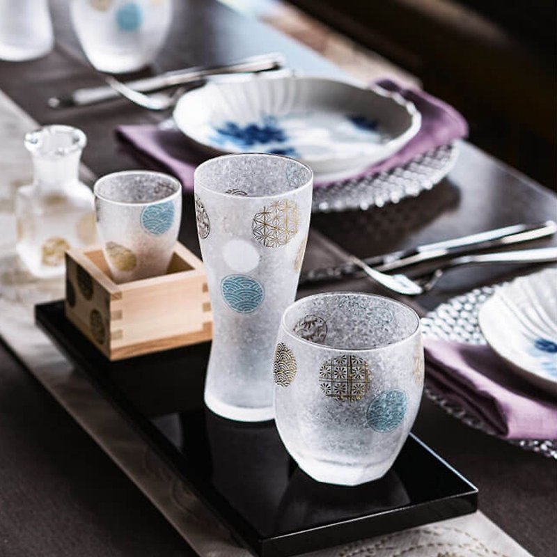ADERIA Maru Pattern Double Cup Gift Box Set / 345ml - Bar Glasses & Drinkware - Glass Multicolor