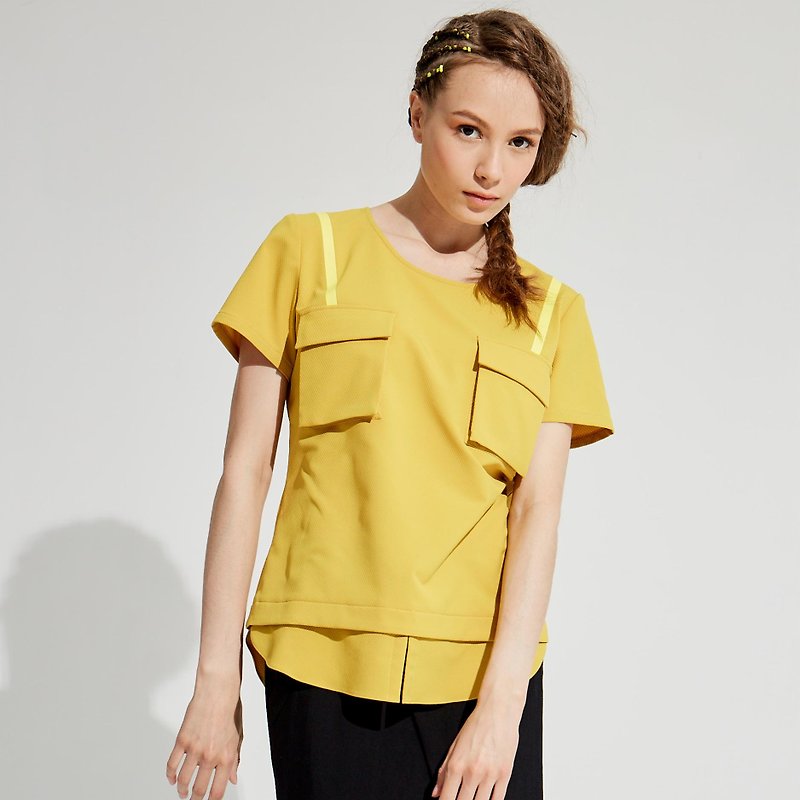 Three-dimensional pocket blouse/(1801TP03YL-S/M) - เสื้อผู้หญิง - วัสดุอื่นๆ 
