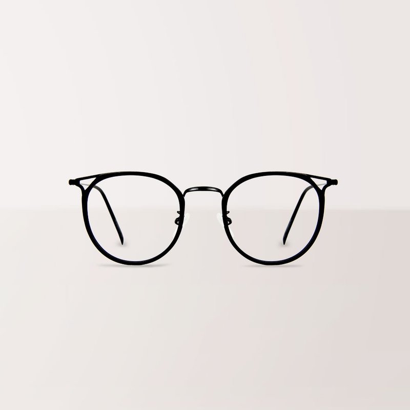 ASLLY line cat eye filter blue light glasses | classic round frame cat eye shape - กรอบแว่นตา - โลหะ สีดำ