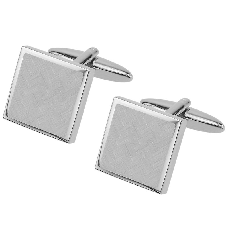 Laser Engraved Chevron Square Cufflinks - Cuff Links - Other Metals Silver