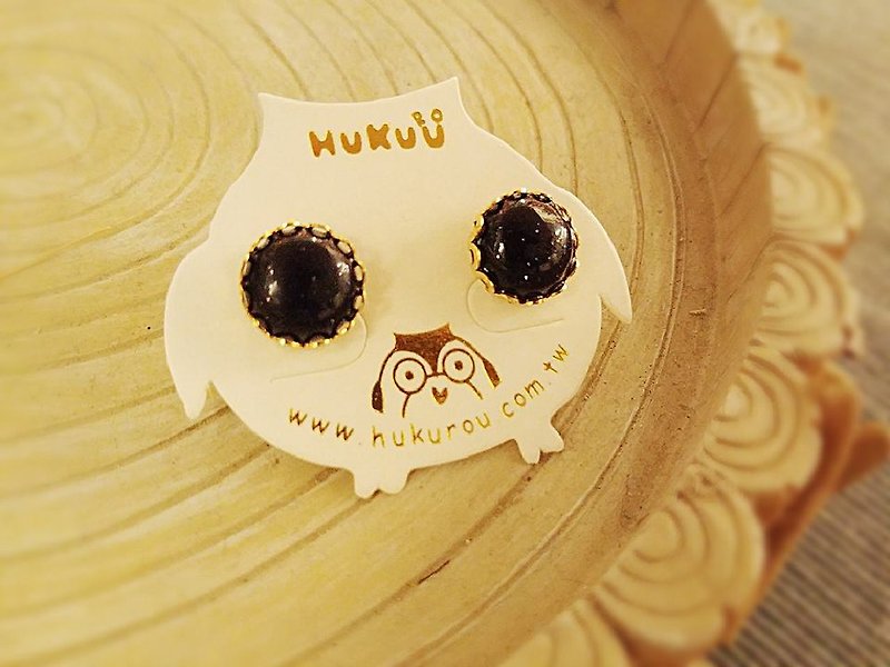 HUKUROU簡約天然石耳環-藍沙石 - 耳環/耳夾 - 其他材質 多色