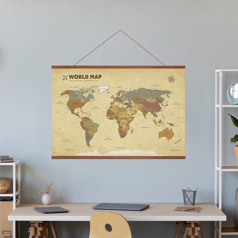 [Hanging Scroll] World Map Spotted Series 3 Types/Easy Display of Memories and Records - Wall Décor - Polyester 