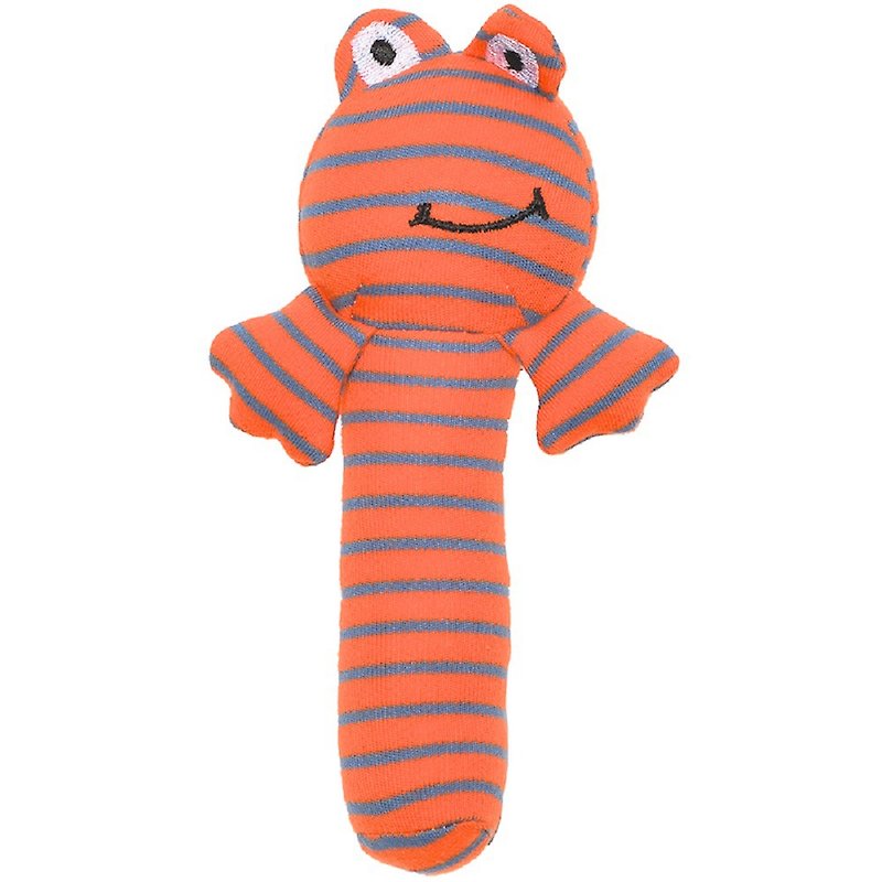 【瑞典童裝】有機棉安撫玩具玩偶小青蛙 橘/藍條紋 - 滿月禮物 - 棉．麻 橘色