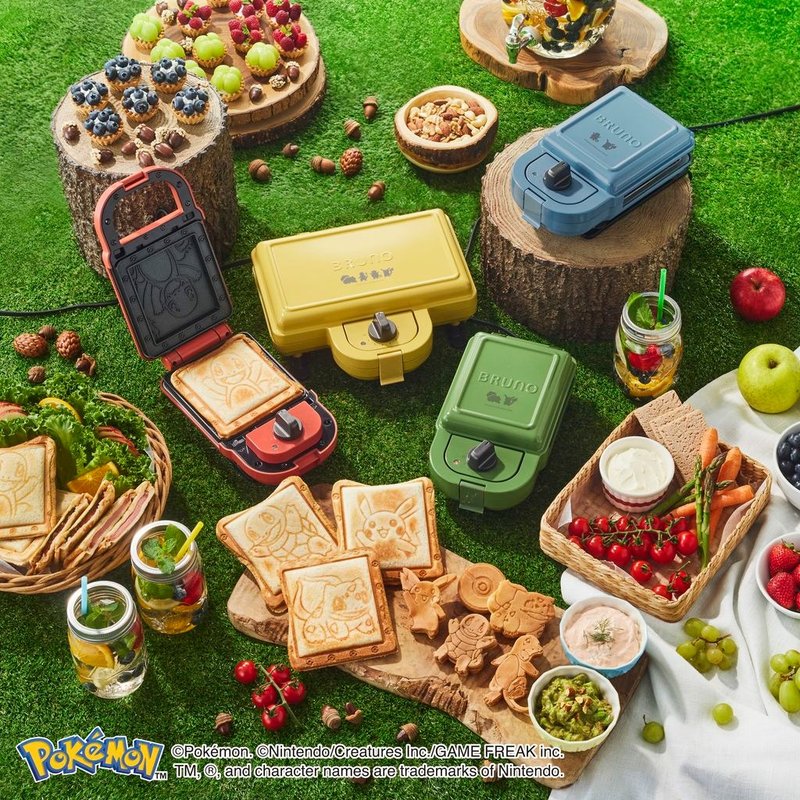 เครื่องทำแซนด์วิชสองด้าน BRUNO Pokémon Limited Edition BOE132 (220V) - เครื่องใช้ไฟฟ้าในครัว - โลหะ สีเหลือง