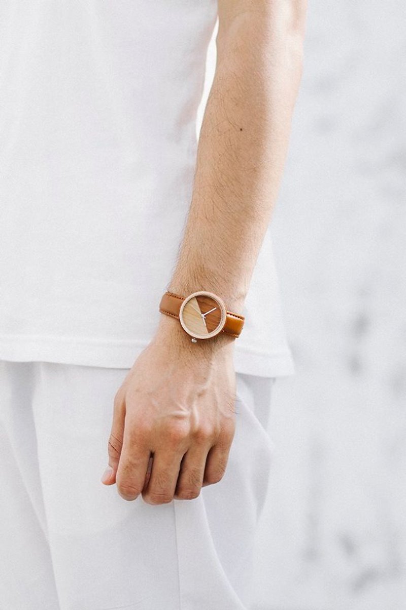 2 Tone Wood Collection | Minimalist Handmade Watch Made of Wood – Light Brown - นาฬิกาผู้ชาย - ไม้ สีนำ้ตาล