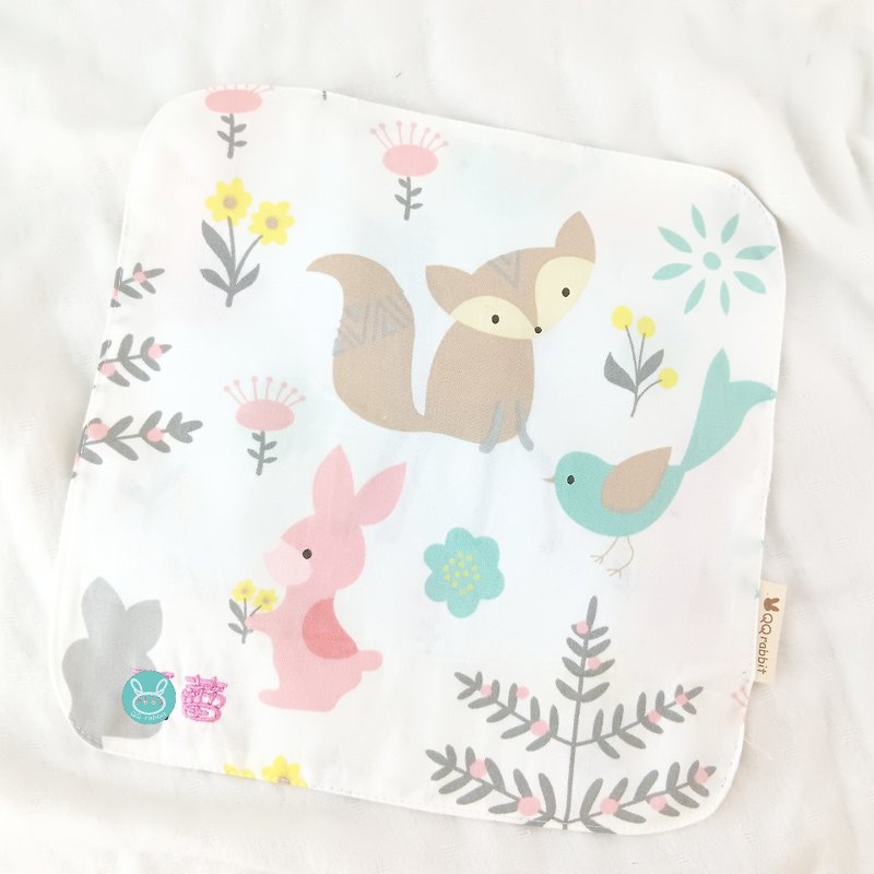 Pure forest animals. Double-sided cotton handkerchief/with clipped handkerchief (name can be embroidered) - Bibs - Cotton & Hemp Pink