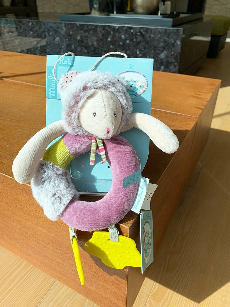 法國 Moulin Roty 帕奇鼠安撫手搖鈴 22cm - 彌月禮盒 - 其他材質 紫色