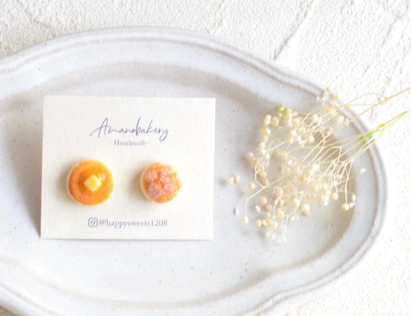 ดินเหนียว ต่างหู สีนำ้ตาล - earring / miniature bread