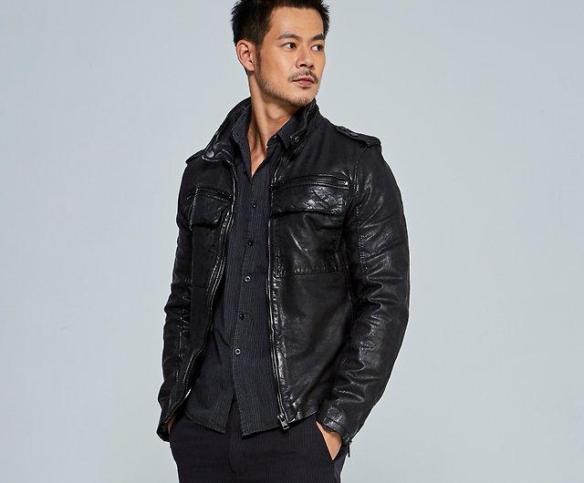 Germany GIPSY] Artist Pinkoi Coats Leather Shirt & Shop Collar - Black CL G2MBrennon Men\'s CHARLIN | - SF Long Jackets Jacket