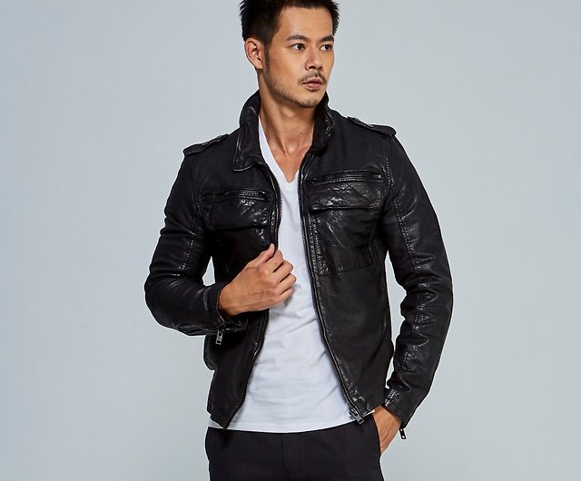 Germany GIPSY] G2MBrennon SF Artist Shirt Collar Long Leather Jacket |  Black - Shop CL CHARLIN Men's Coats & Jackets - Pinkoi